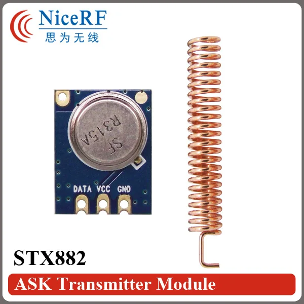 

5PCS 433MHz 150 Meters Wireless Module ASK Transmitter STX882 + 5PCS Copper Spring Antenna