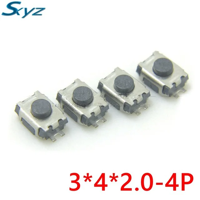 50pcs lot 3*4*2mm smd switch 4 pin touch micro switch tact push50pcs lot 3*4*2mm smd switch 4 pin touch micro switch tact push button switches 3x4x2h mini buttons