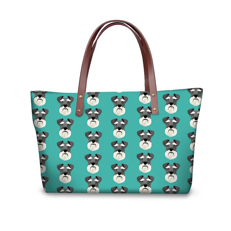 NOISYDESIGNS Schnauzer Cute Dog Top-handle Bags Luxury Handbags Women Bags Designer Big Casual Tote Bag for Female Shoulder Bags - Цвет: ZJZ210AL
