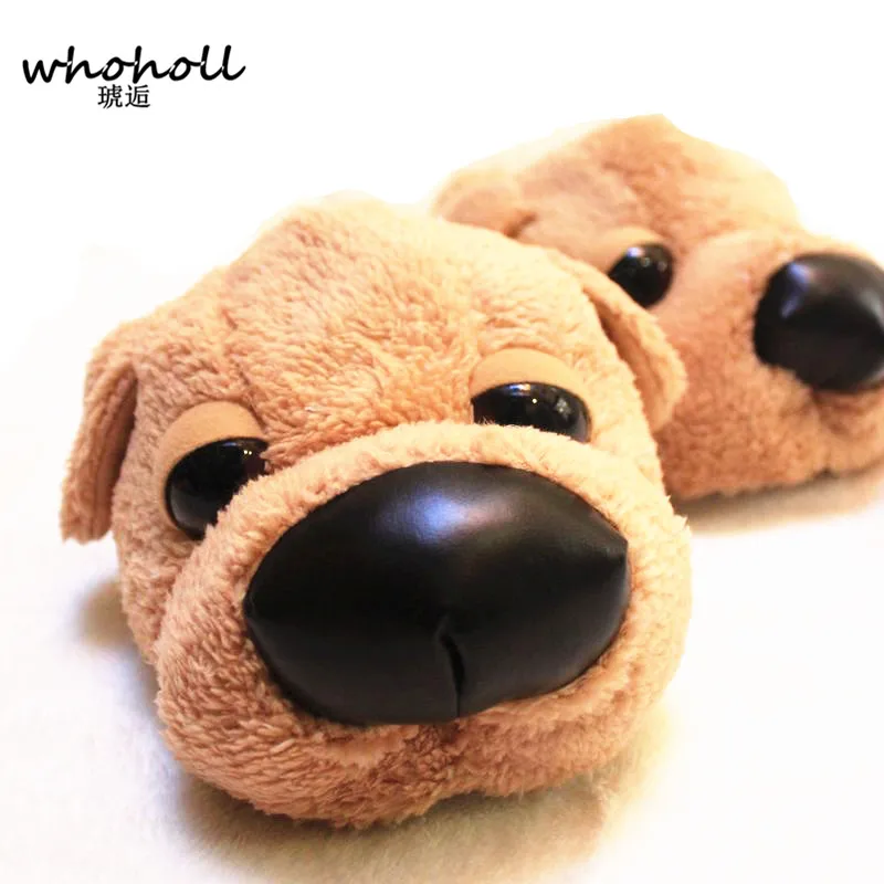 

2015 Winter Womens And Man Novelty Lovely Dog Cotton Pantoufle Minion Slipper Indoor Minion Plush Slippers Cover Heel Slippers
