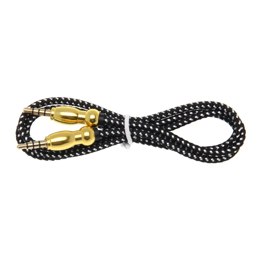 300pcs lot Braided Metal Gourd Head AUX Car Audio Cable 3 5mm Car Audio Male to Male Audio Cable for Headphones iPhones iPads