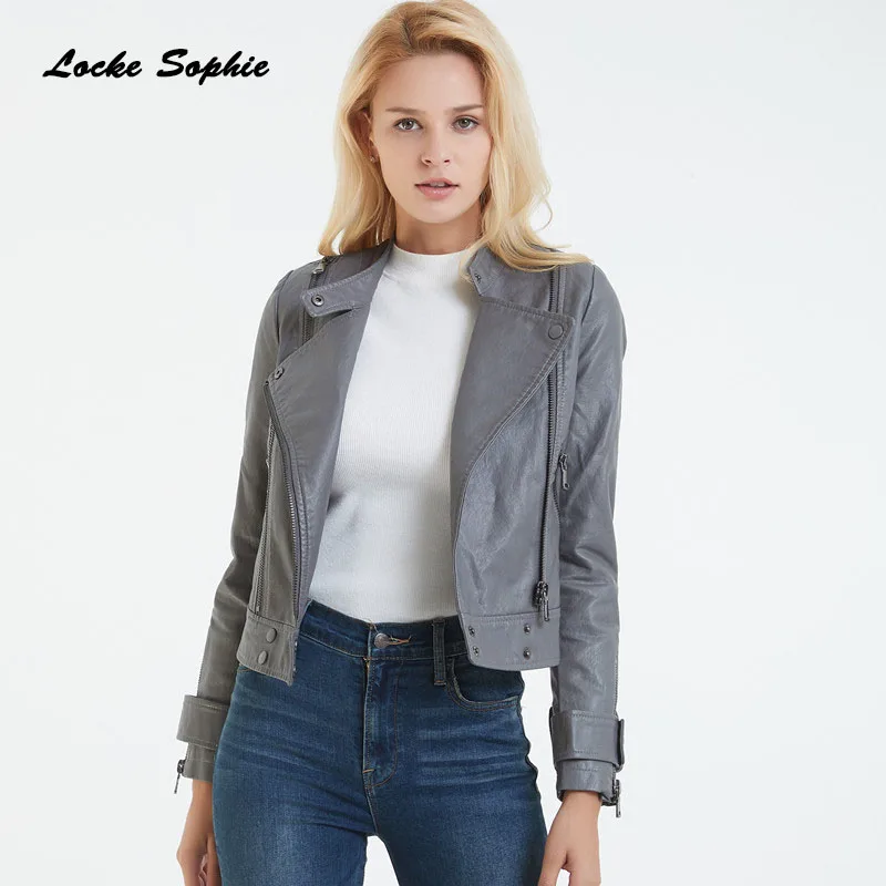 Women's Plus size short jacket blazers 2019 Autumn PU leather zipper Splicing faux fur Small Jacket Skinny locomotive blazers
