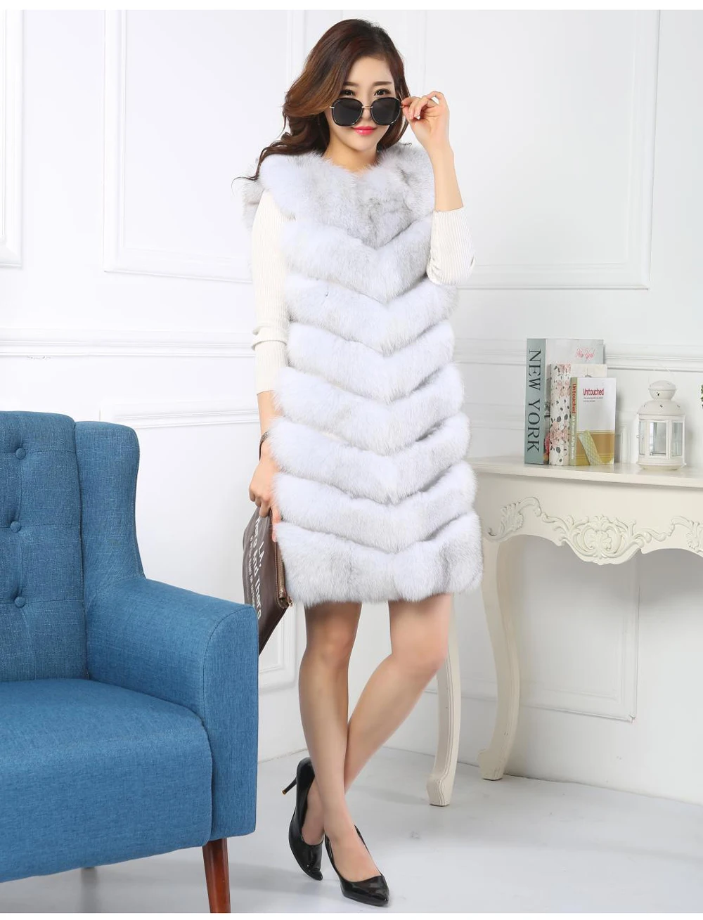 New Winter Women Real Fox Fur Vest Natural Real Fox Fur Waistcoat Brand Lady Warm Soft Quality Genuine Fox Fur Gilet