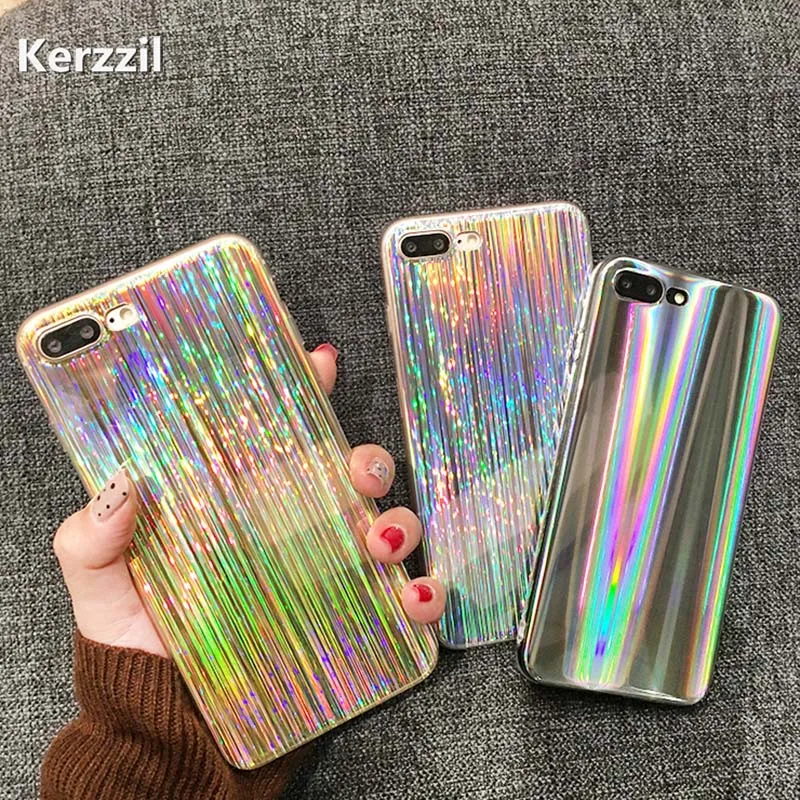 

Kerzzil Fashion Colorful lines Laser Phone Case For iPhone 7 6 6S Plus Shining line Soft TPU Cases For iPhone 6 6S 8 Plus Capa