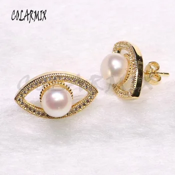 

8 Pairs Wholesale Eyes shape stud earrings &pearls earrings simple style jewelry earirngs gift for lady 9315