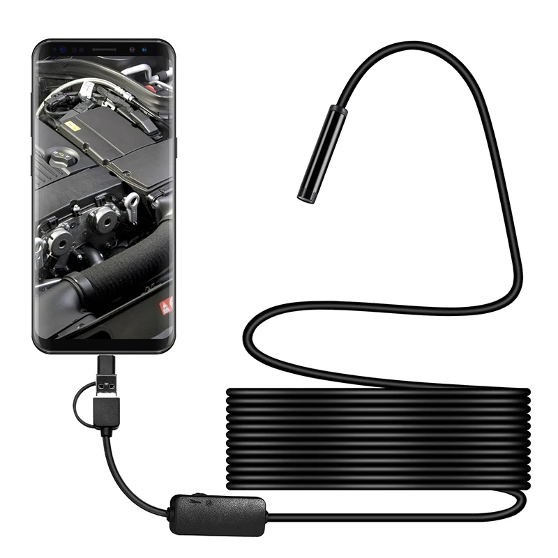 3 в 1 водонепроницаемый USB эндоскоп 8 мм IP68 1200P Android|Компактные видеокамеры| |