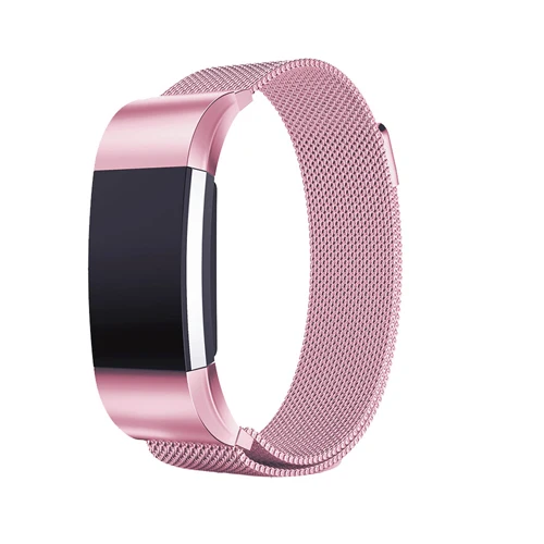 Metal Strap For Fitbit Charge 2 Band Milanese Loop Magnetic steel bracelet band for Fitbit charge2 Strap Smart watch Women Men - Цвет: rose pink