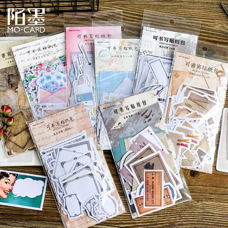 

45 Sheets/Lot Vintage Label Weekly Plan Sticky Notes Post Its Memo Pad Kawaii Stationery School Supplies Planner Stickers Paper
