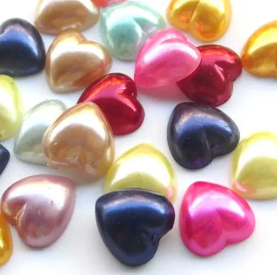 

10mm 100CS Multi Color Craft ABS Imitation Half Heart Pearls Flatback Pearls Resin Scrapbook Beads Decorate Diy