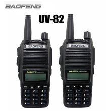 2-PCS BAOFENG UV-82 VHF UHF 128 CHS Handheld Transceiver With LCD FM Radio Receiver CB Radio Dual PTT Launch Key Flashlight