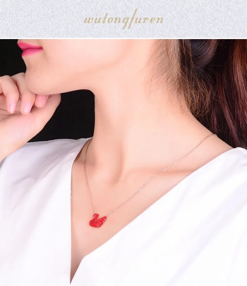 

2019 new fashion pop swan necklace pendant ladies necklace clavicle inlaid crystal pendant swan necklace