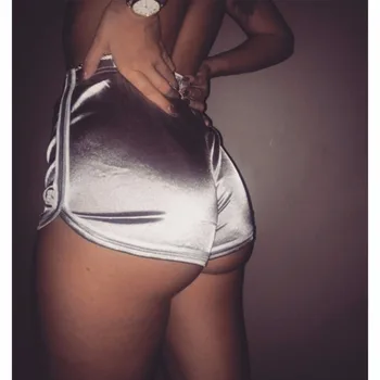 

KLV Women Sexy Short Summer Silk Slim Beach Casual White Egde Shorts Hot