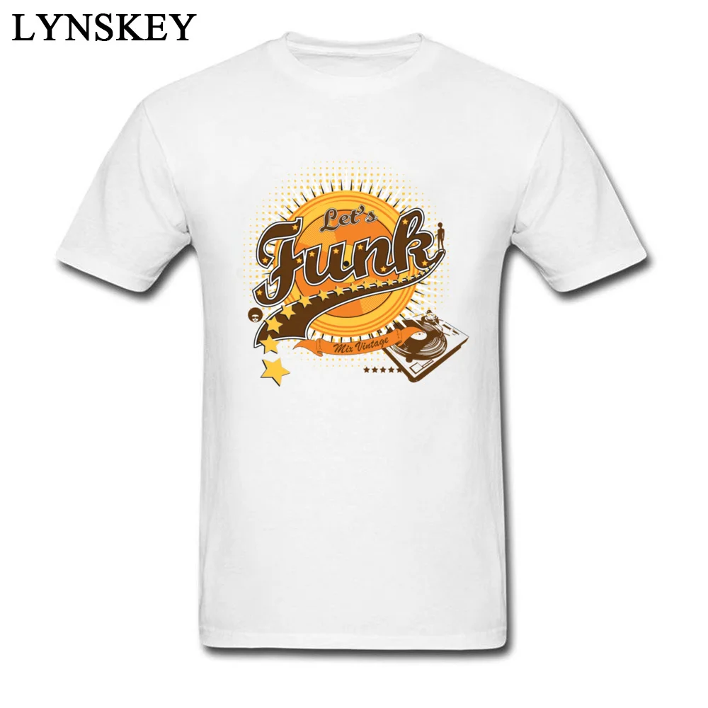 Personalized Tops Shirts New Arrival Round Collar Short Sleeve Let s Funk All Cotton Mens T Shirt Printed On Summer/Fall Tee Shirts Let s Funk white