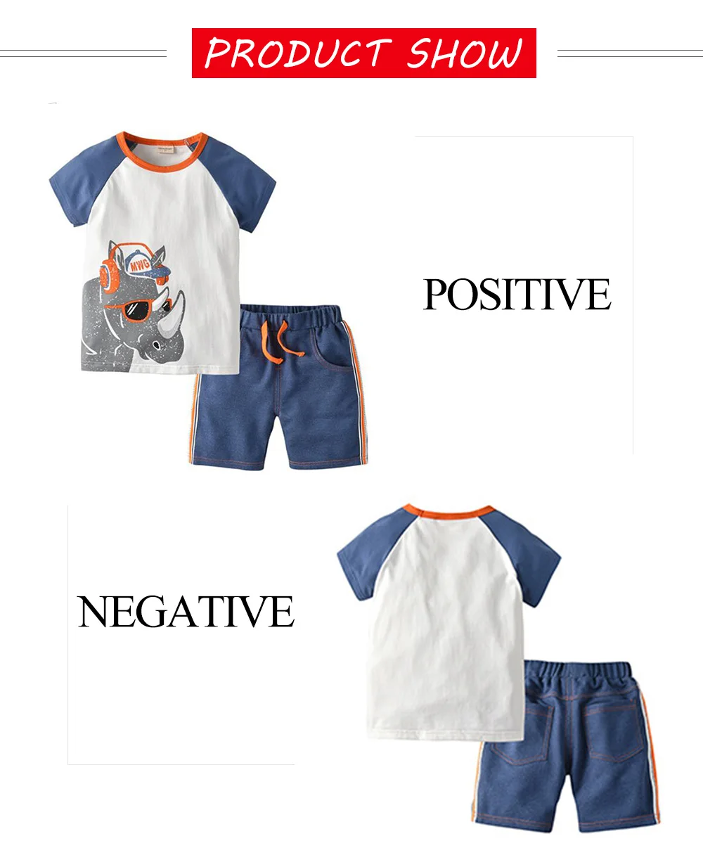 BINIDUCKLING/ г. модная летняя одежда для маленьких мальчиков футболка с короткими рукавами с рисунками животных+ шорты хлопковая одежда для новорожденных мальчиков