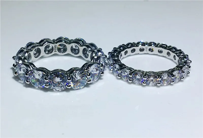 Choucong Вечность Обручальное кольцо круглая огранка 4 мм/6 мм 5A Циркон Sona Cz 925 пробы серебряные обручальные кольца для мужчин и женщин подарок