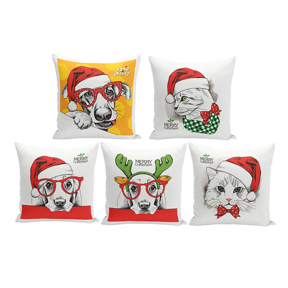 Christmas Dog Xmas 18inch Throw Pillow Case Cushion Cover Home Sofa Decor Gift