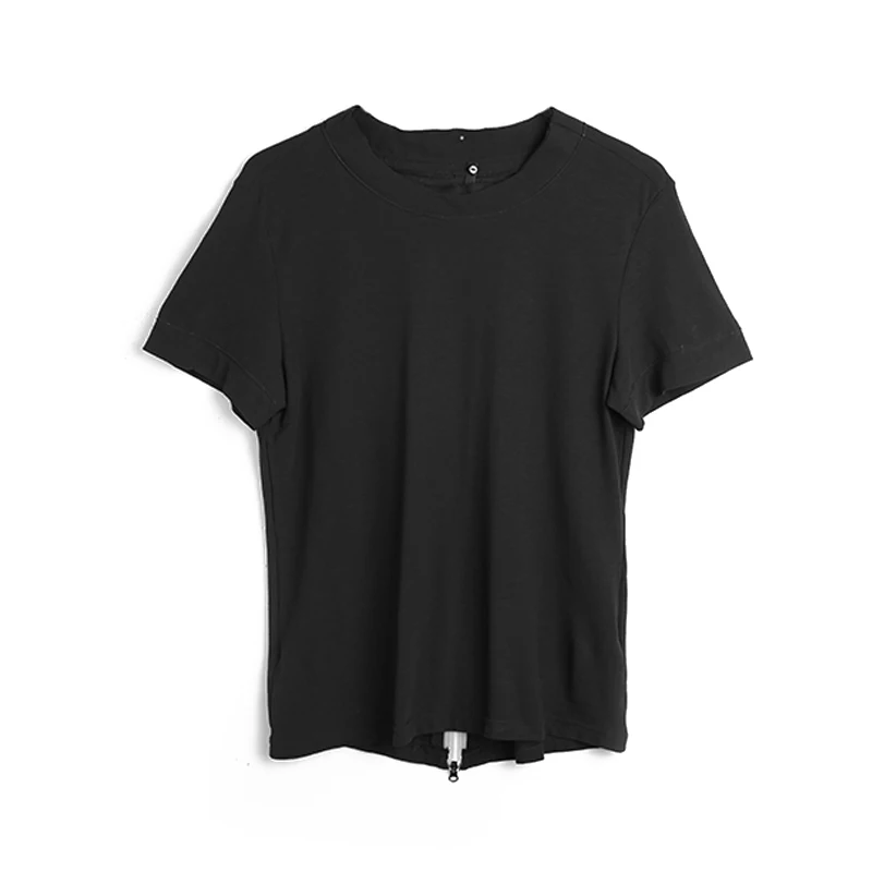 

Raw Edge Design Breathable T-shirt Personality Men's Summer Dress High Street Wild Short-sleeved Black