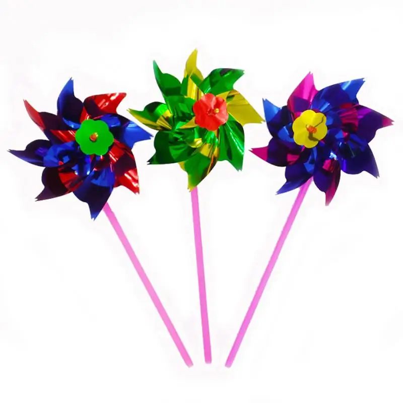 10Pcs Colorful Rainbow Windmill DIY Garden Windmill Wind Spinner Small