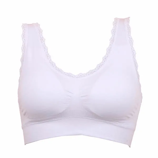 Women's Lovely Seamless Fitness Lace Bra White
