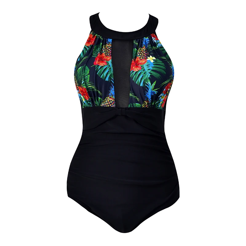 Sexy Mesh Swimsuit One Piece Swimwear Women Plus Size Bathing Suit Push Up Monokini 2019 Dot Bather Female Beach Swimming Suits 10