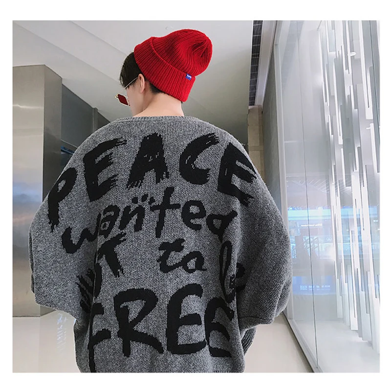 Letter Men Hip Hop Sweater Streetwear Print   (34)