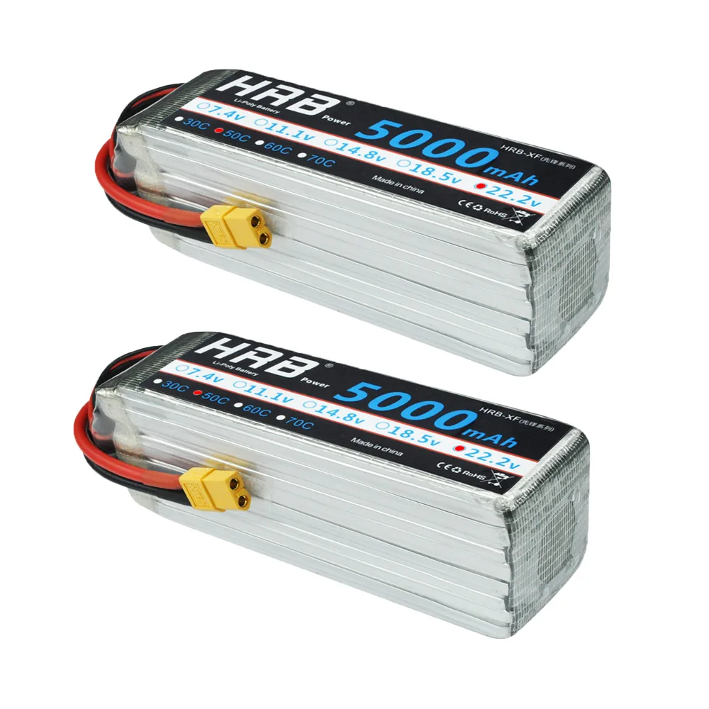 2 шт. HRB 22,2 V 5000mAh 50C 100C 6S RC Lipo батарея для дистанционного управления автомобиля Квадрокоптер вертолет Дрон выровняйте 7,2 Як 54