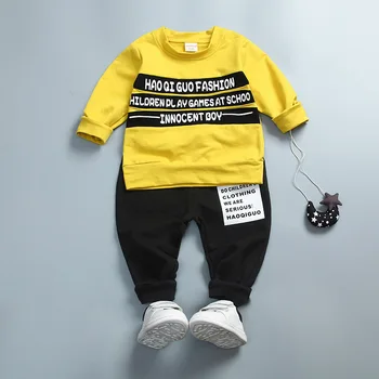 

2019 Sale Infantis Childrens Spring Autumn Cotton Boys letter Long Sleeve sport T Shirt+pant 2pc/set kids Clothes 1-4year