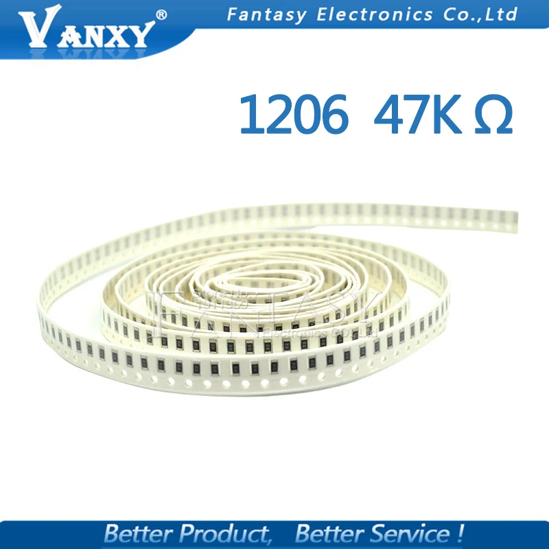 100 шт. 1206 SMD резистор 1% 47K ohm Резистор проволочного чипа 0,25 W 1/4W 473