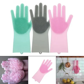

2018 1Pc Magic Silicone Cleaning Brush Scrubber Gloves Heat Resistant Scrub Tool DC112