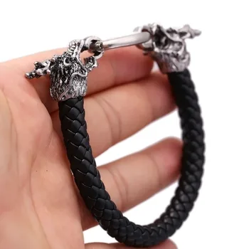 

10pcs/lot Fashion Dragon Jewelry Cool Men's Bracelets Genuine Leather Black Bracelet Man Vintage creative creative gift