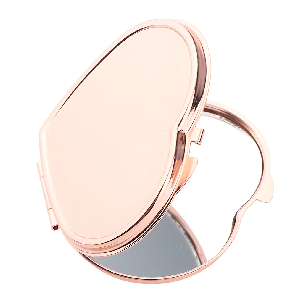Heart Shaped Mini Portable Pocket Vanity Mirrors Travel Makeup Tool - Double Side