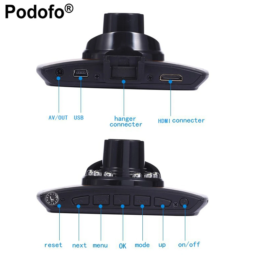 Podofo Car Camera G30 Full HD 1080P Car DVR Recorder Motion Detection Night Vision G-Sensor Registrar Loop Recording Dashcam