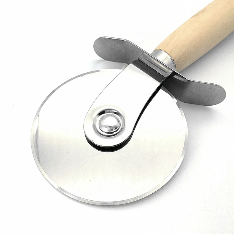 Нержавеющая сталь нож для пиццы круглый тесто разделительный нож Инструменты для пиццы деревянный нож с ручкой для пиццы домашний семейный кухонный гаджет