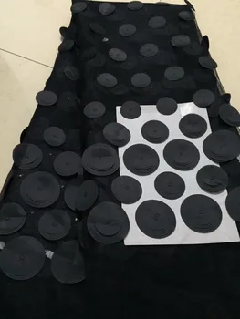 

Free shipping (5 yards/personal computer) black African French lace fabric for party dresses with 3D decals and high-end dresses