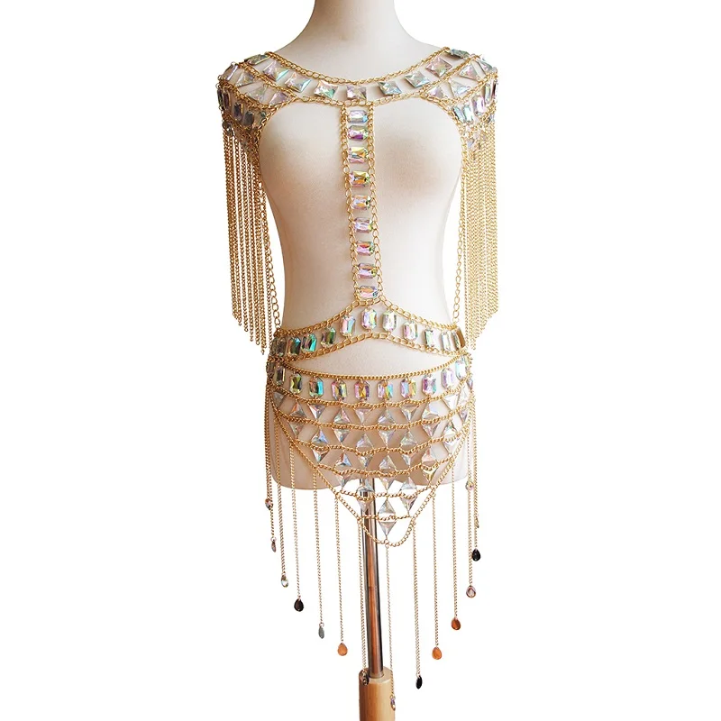 Classic Tassels Style Ladies Sequin Acrylic Shoulder Chain Necklace Promotion Fashion Sexy Beach Belly Body Jewelry | Украшения и