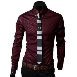 Для мужчин рубашки в клетку брендовая 5XL 2016 Новинка мужская одежда рубашки с длинным рукавом Slim Повседневное черный, белый цвет социальных