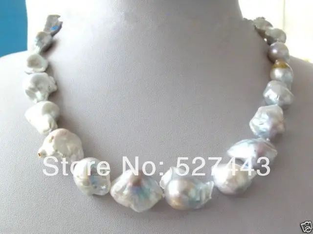 

Wholesale free shipping >>Unusual White & Gray Keshi Keishi Baroque Pearl Necklace