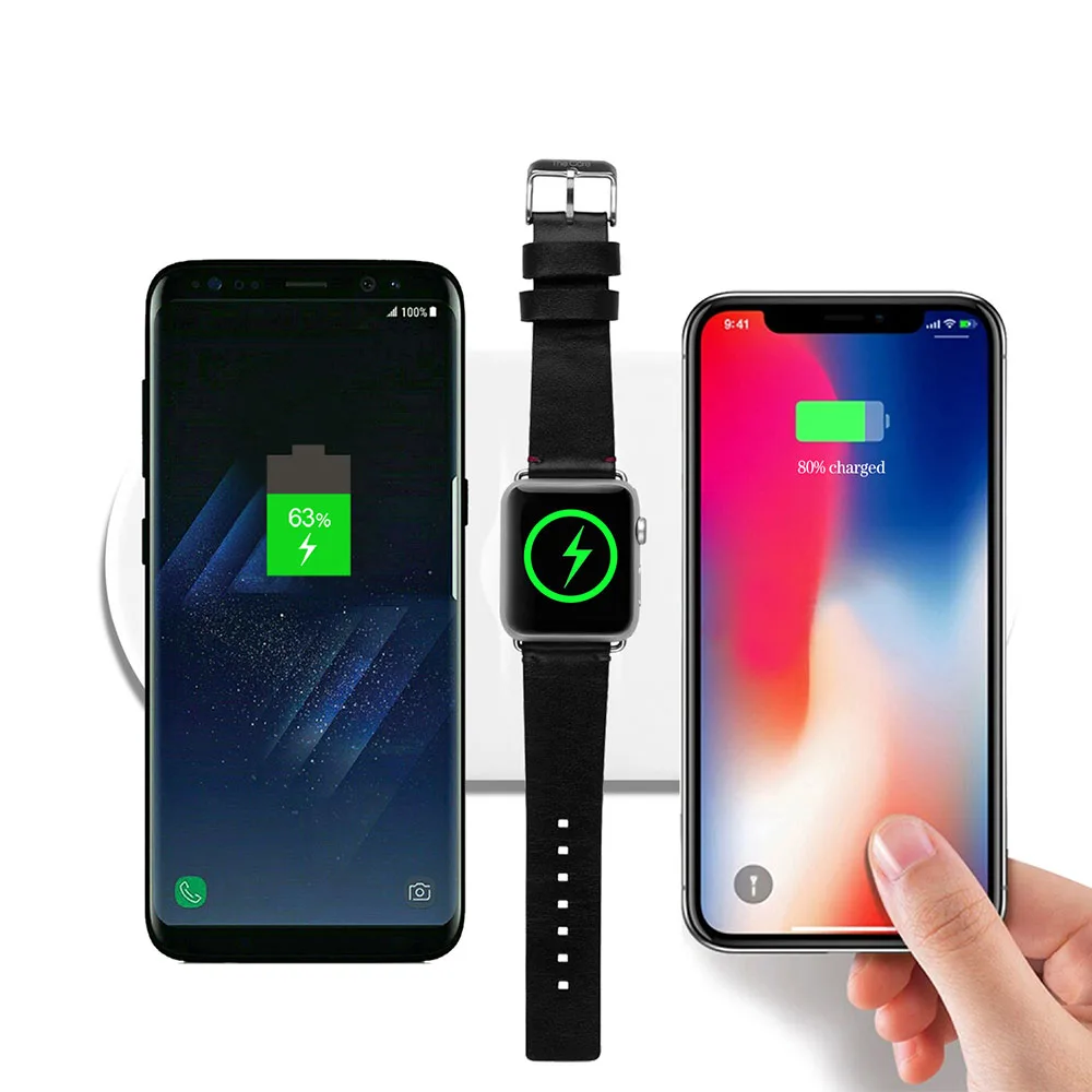 

3 In 1 Qi Fast Wireless Charger Pad for IPhone X 8 Plus Samsung Note 9 S9 QI-enabled Devices for Apple Watch 1 2 3 4 10W 7.5W 2W