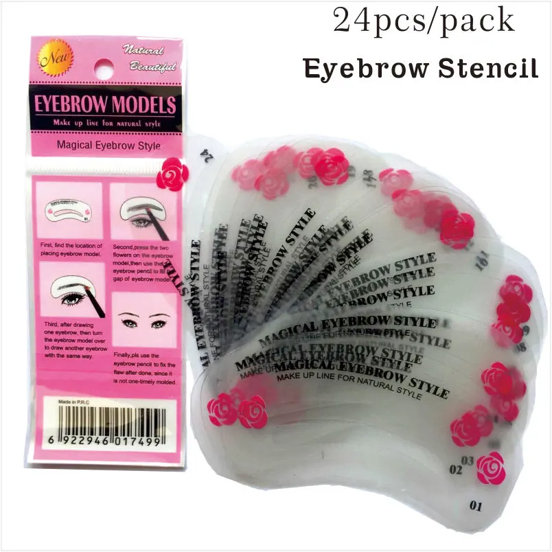 

24 PCs /Set Eyebrow Stencil Reusable to Shape 24 Different styles Eyebrow Drawing Guide Card Brow Template