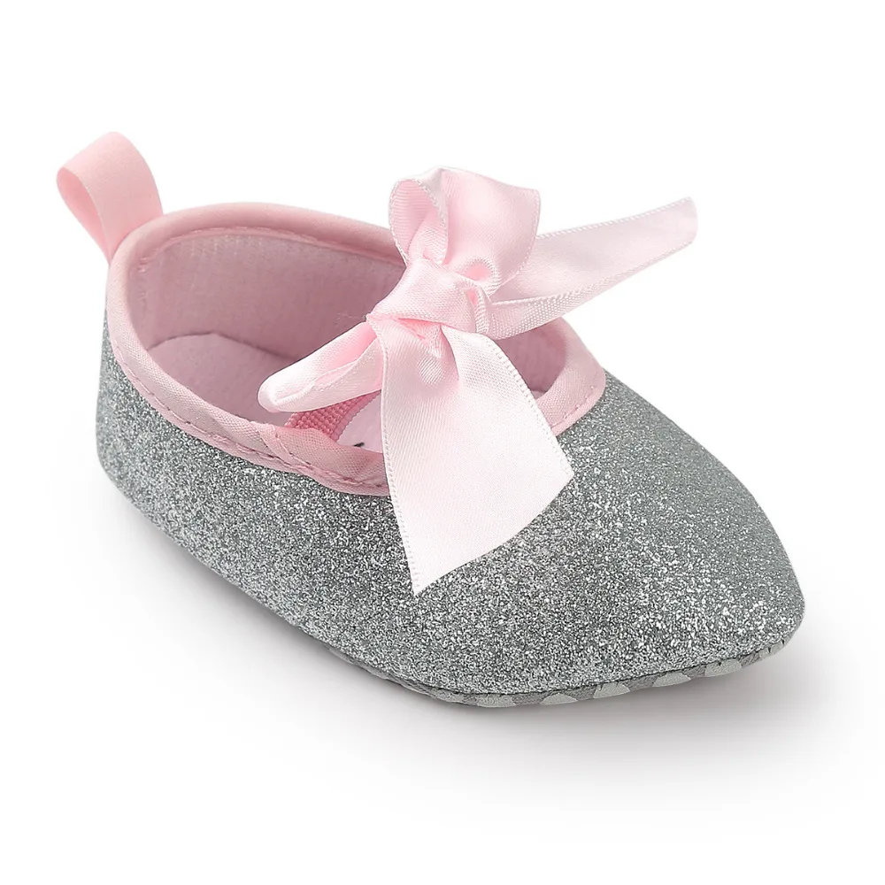 Обувь принцессы для новорожденных девочек Детская кроватка Bebe Первые ходунки Bling мягкая подошва Мэри Джейн большой бант младенческой малышей детская обувь