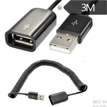 3 m telescopic USB male to female extension cable Spring type USB2.0 male extension cable USB spring cable for mobile computer usb 3 0 am to af extension cable 90cm length