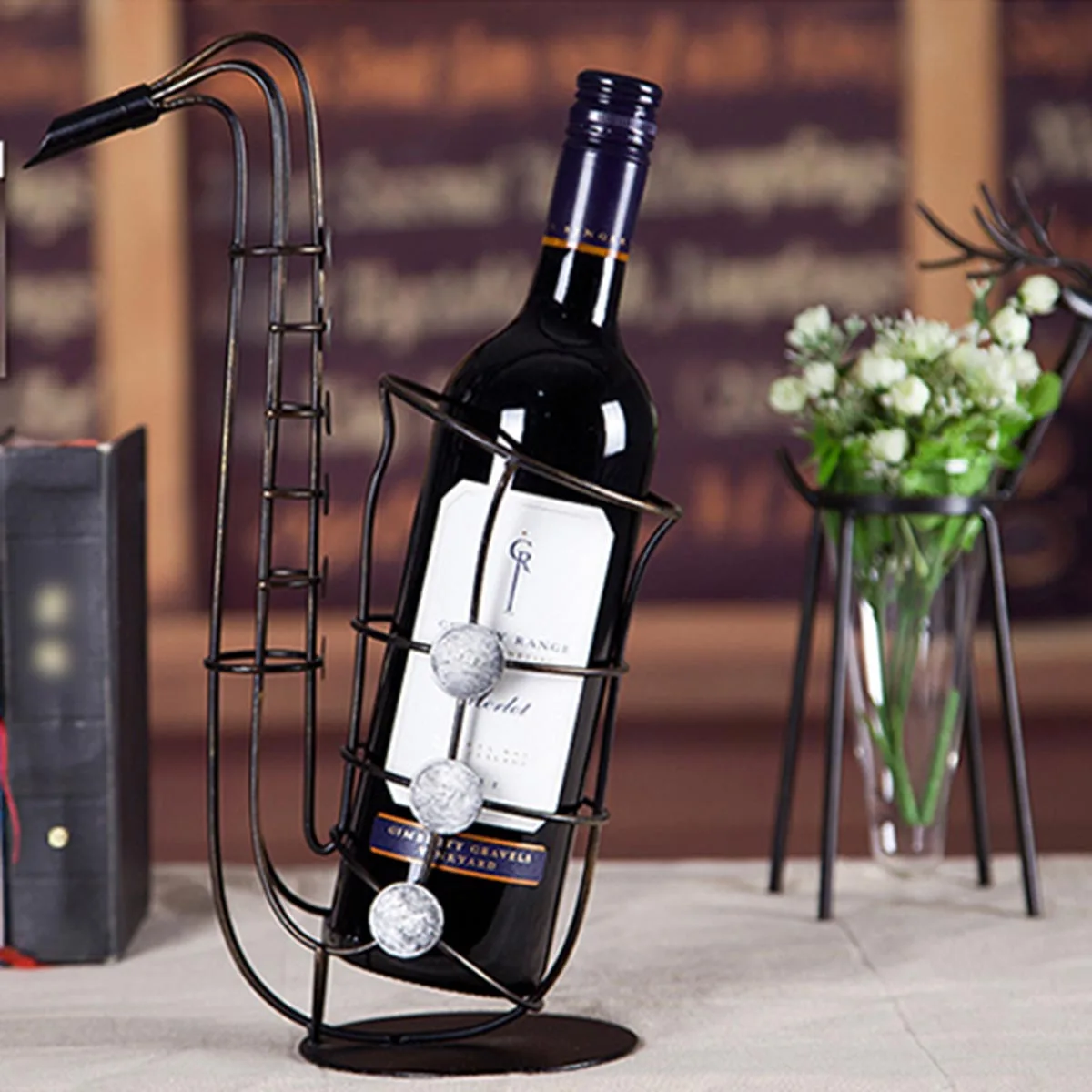 Tooarts Metal Sax Wine Rack Creative Wine Bottle Holder Beautiful ...