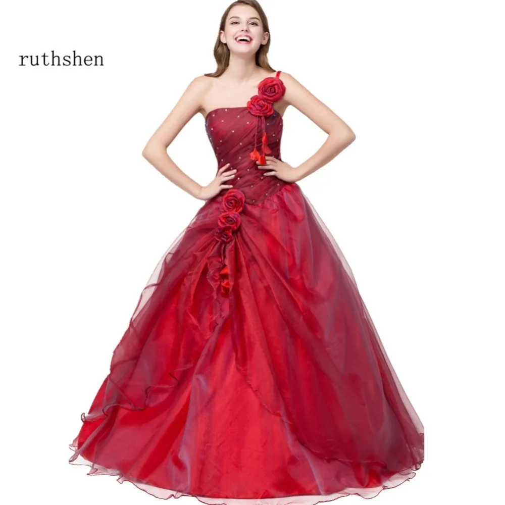 Ruthshen бальное платье платья для Quinceanera 15 красных 16 летних платьев на одно плечо
