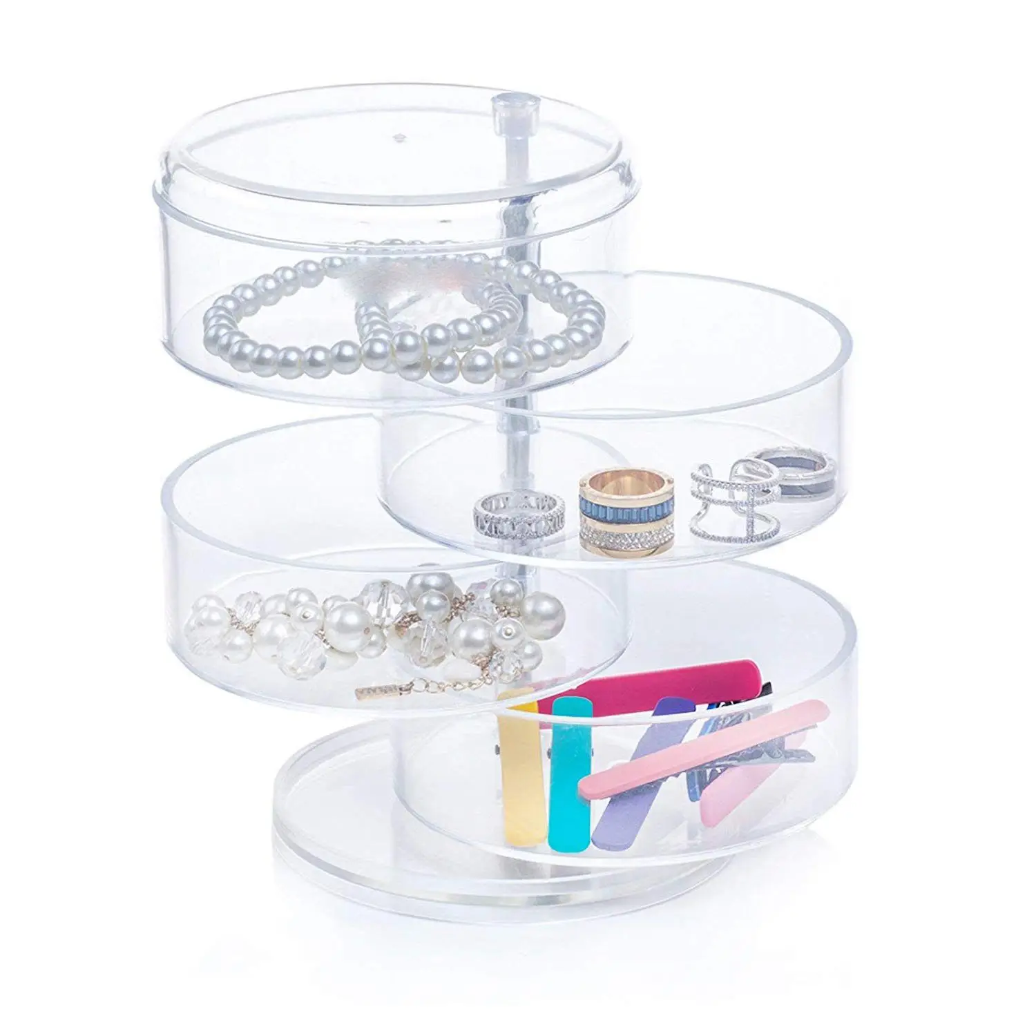 

YHYS Jewelry and Accessories Organizer 4 Spining Tiers Transparent