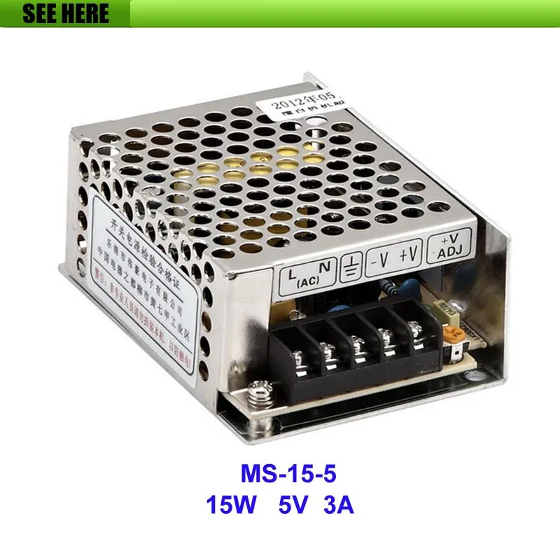 

Free Shipping 15W 5V 3A Small Volume Single Output Switching Power Supply For LED Strip light MS-15-5