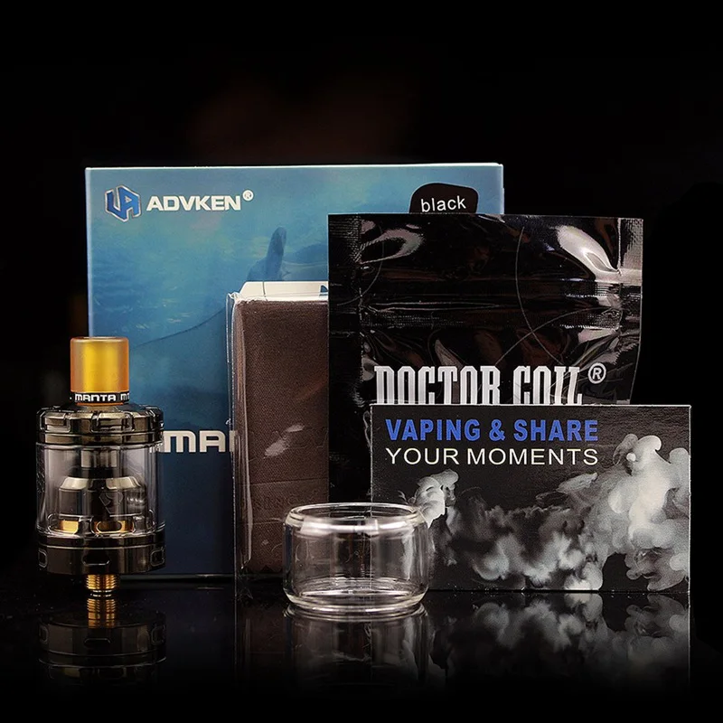 

Advken Manta MTL RTA 24mm Super Single Coil RTA Tank With 3ml/2ml Capacity Gold-plated Deck For E Cig Box Mod