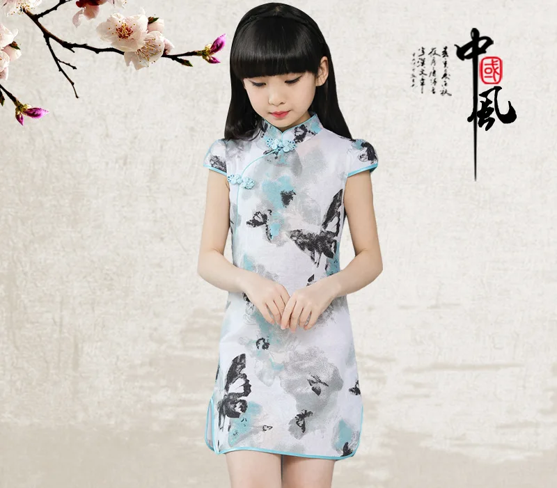 Girls Children's Cheongsam Chinese Qipao Ball Gown Dress Clothing Summer Multi-Colors Baby Kids Party Performance Dresses clothes (9)