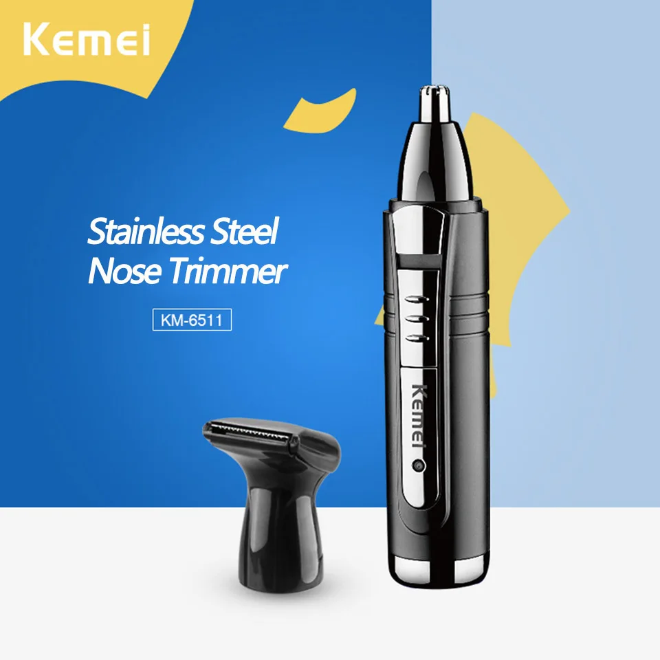 Kemei KM-6511 высокого качества и низкая цена электробритва для удаления волос в носу триммер для бритья и ухода за лицом портативный и скраб Прозрачный