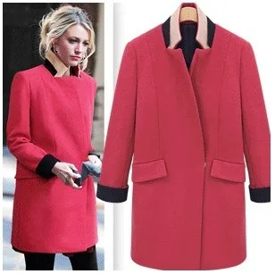 Осень/Зима, европейский стиль, женское розовое шерстяное пальто и куртка, модная верхняя одежда со стоячим воротником, S-XL