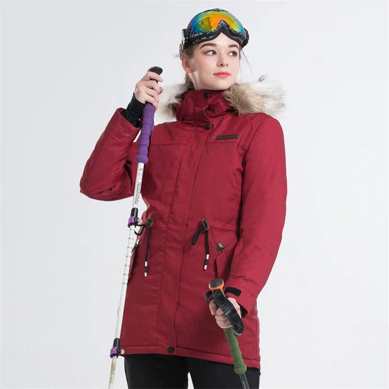 Женская водонепроницаемая ветрозащитная зимняя куртка средней длины, Женская лыжная куртка, куртка для сноубординга, зимняя одежда, теплое Женское пальто